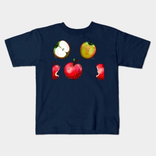 Wet red and green apples with water droplets Kids T-Shirt